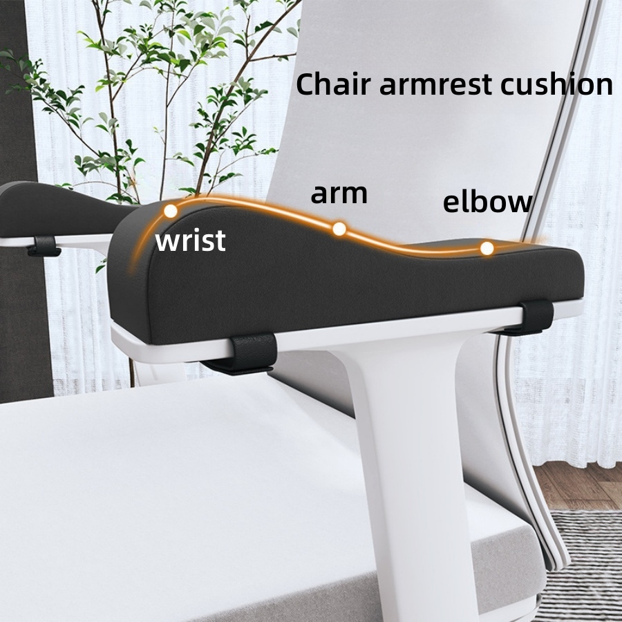 En uppsättning armstödskuddar i kontorsstol och armbågskuddar i memoryskum, för att avlasta trycket i underarmen, tvättbara