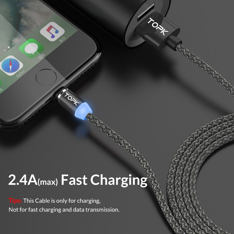 Topk Magnetische Kabel 1M Usb Type C Magneet Charger Micro Usb Kabel Voor Samsung Xiaomi Mobiele Telefoon Kabel Usb C