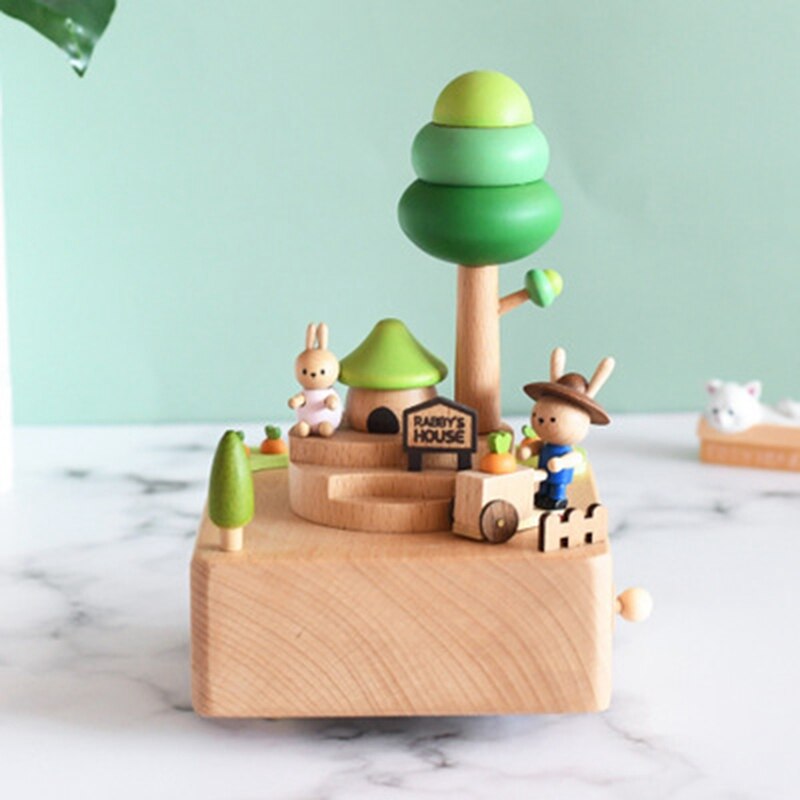 Fresh Farm Bunny Music Box Wooden Music Box Children's Birthday