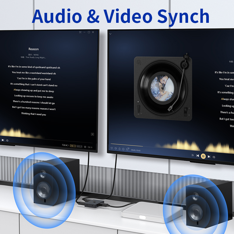 Tovejsafbryder 8k x 60hz hdmi-splitter 1 x 2 hdmi-switch 1 in x 2 ud videofordeler splitter  hd 1080p x dobbelt skærm til bærbar computer
