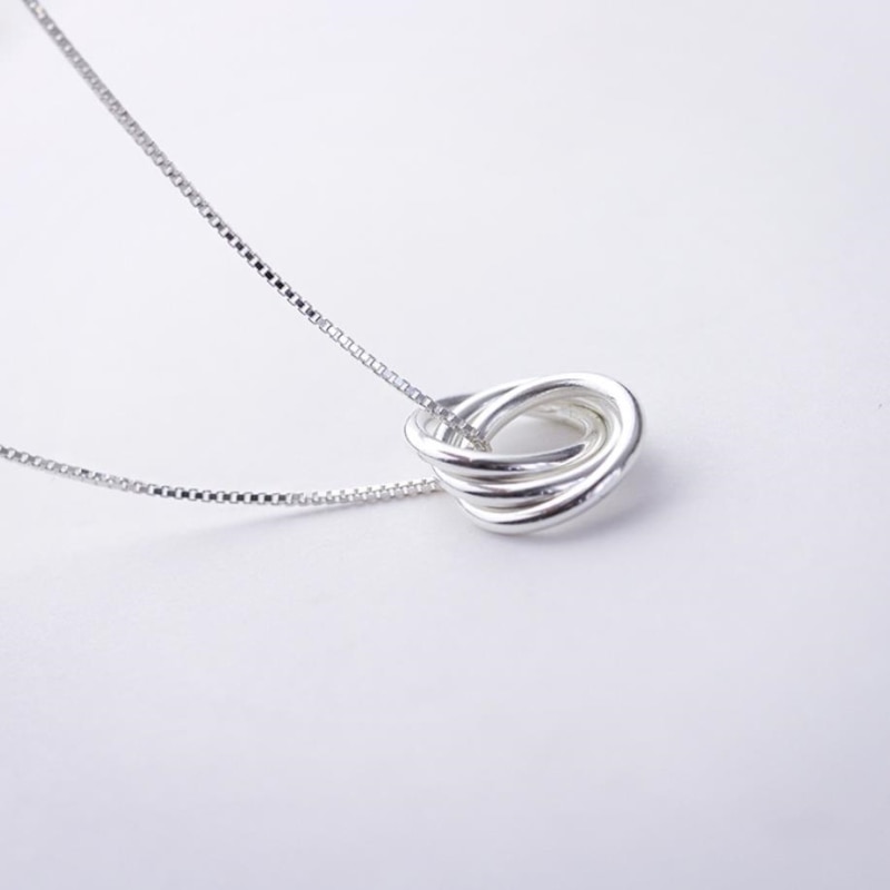 Tre cirkel vedhæng enkelt 925 sterling sølv temperament personlighed kvindelig halskæde sne 058