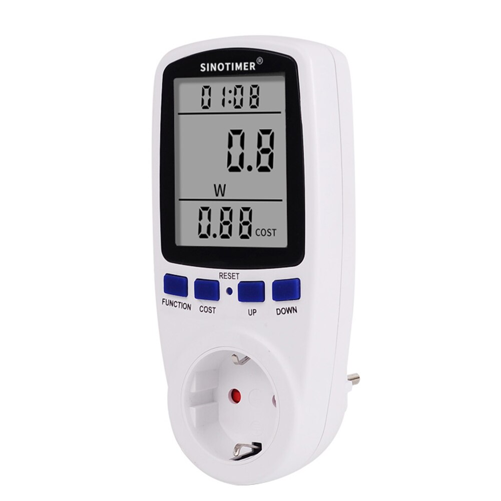 Elektrisitet digital monitor meter stor lcd display analysator husholdning intelligent digital spenning wattmeter overvåking socket: Eu-plugg