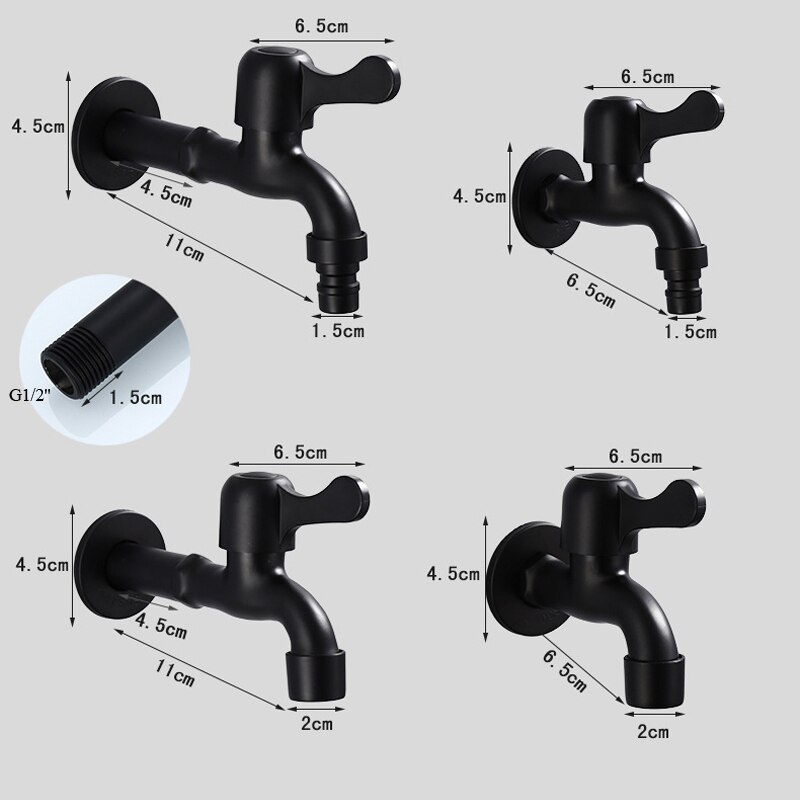 Wall Mount Bibcock Antique Black Brass Retro Small Tap Decorative Outdoor Garden Faucet Stainless Steel Washing Machine Mop Taps