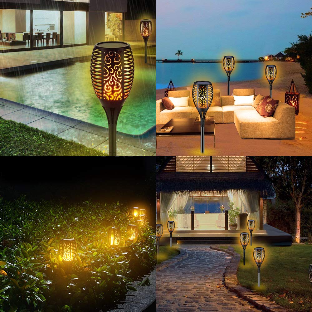 Waterdichte, op zonne-energie flikkerende fakkelverlichting, kleurveranderende dansende flikkerende lamp, tuinpadverlichting, gazonlamp