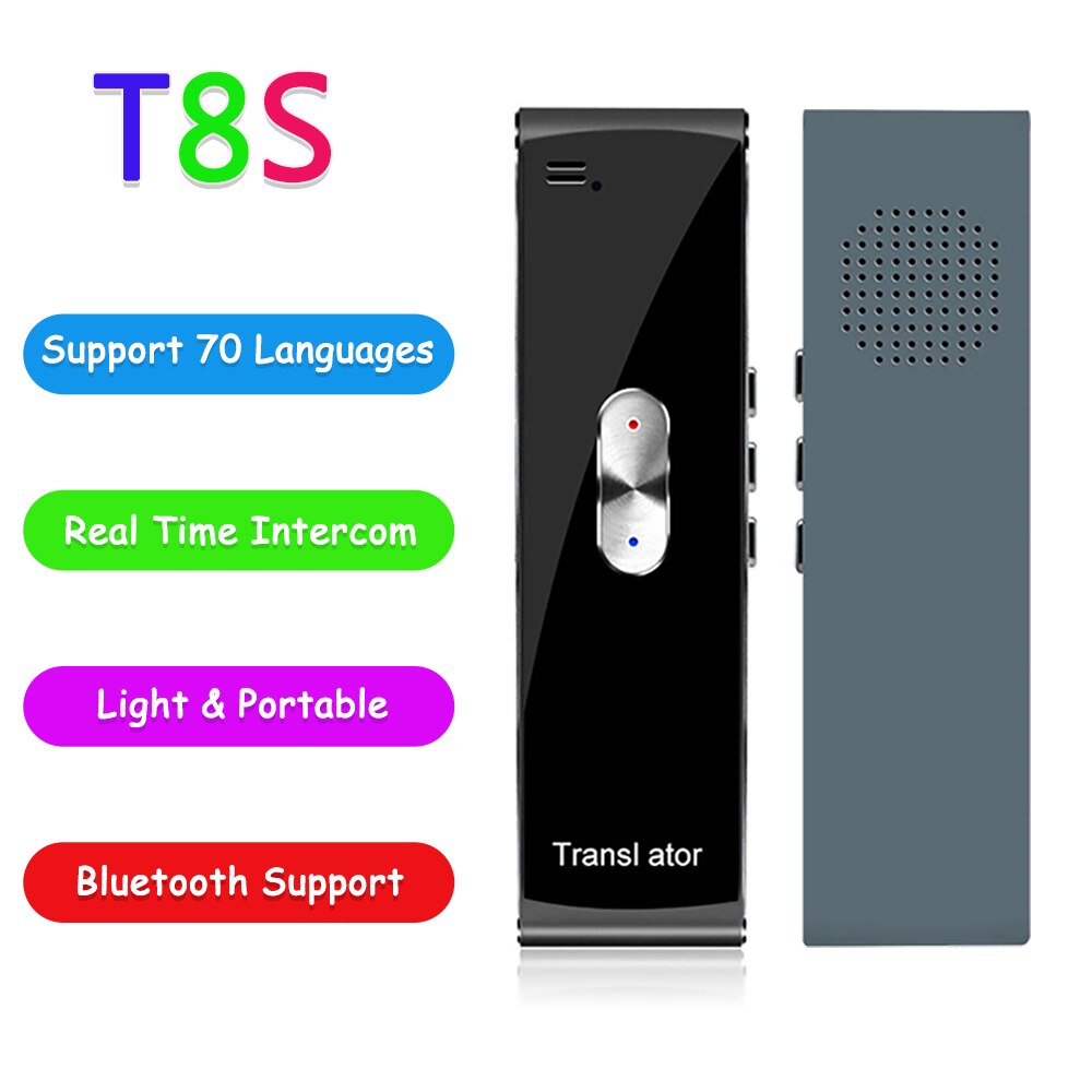 Traduzione accurata e risposta rapida traduttore vocale intelligente T8S multilingue portatile compatibile Bluetooth Offline