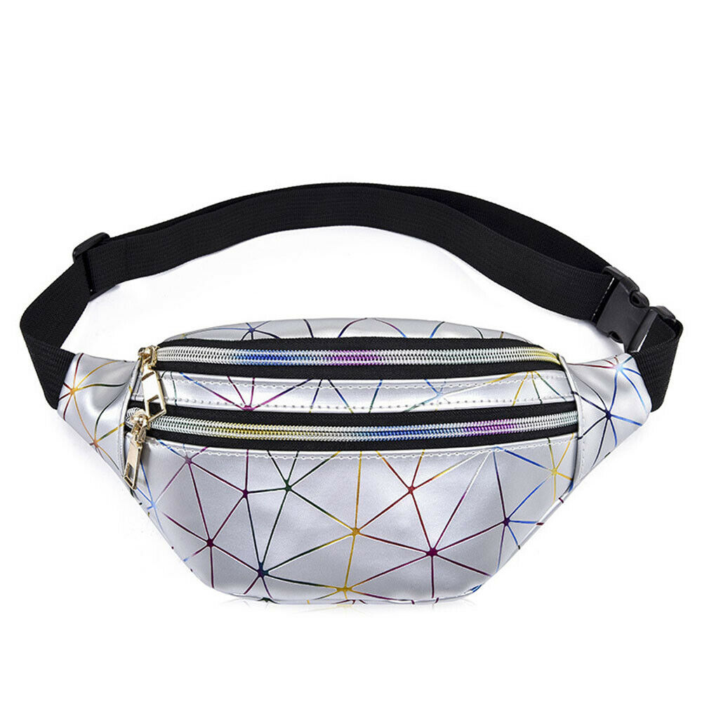 Newest Women Waist Fanny Pack Le Boy Bag Travel Purse Simple Waist Bag Double Zipper Waist Packs: Silver