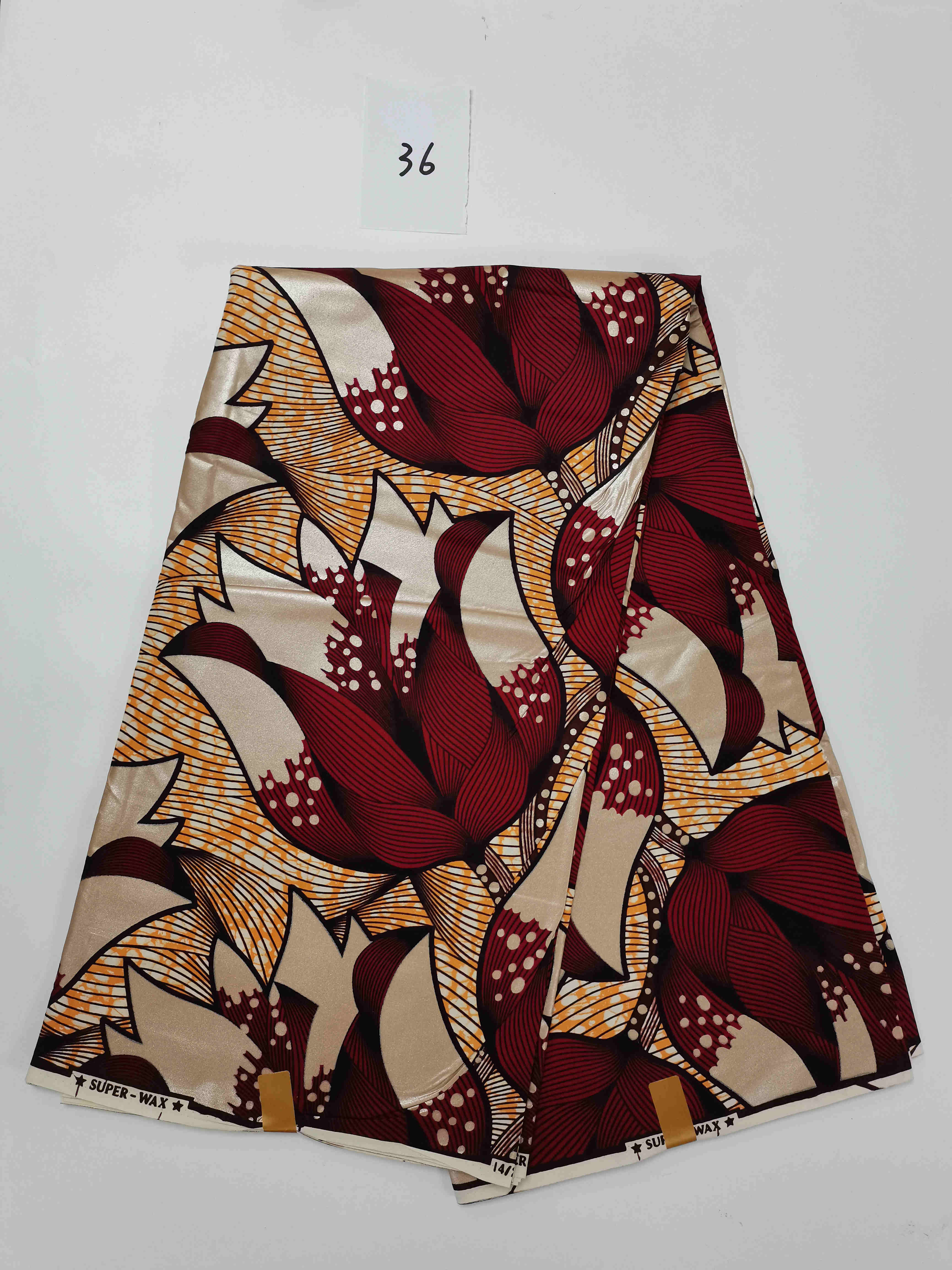 6 Yard African Wax Sewing Fabric Material Ankara Nigerian 100% Cotton Golden Material For Dress Bag: 302-13