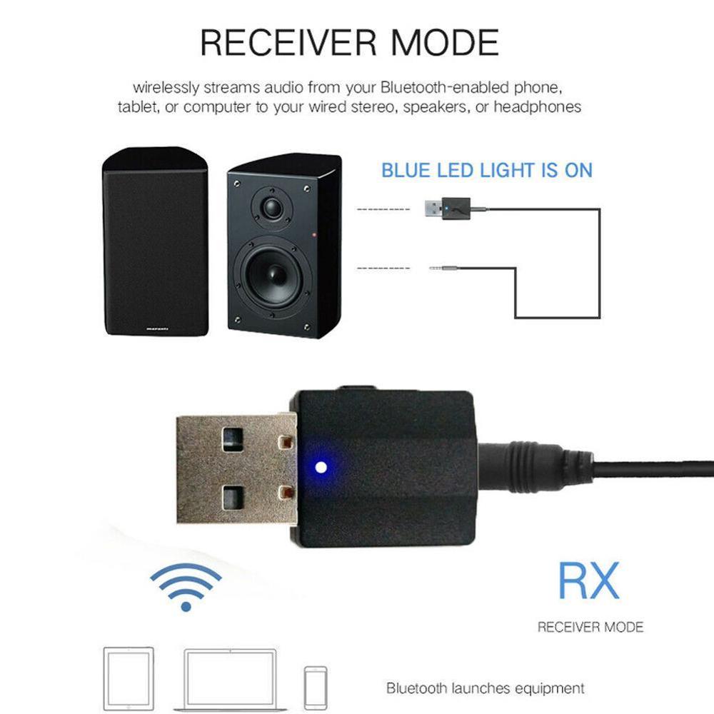 2 in 1 Bluetooth 5.0 Adapter Receiver and Transmitter Adapter 3.5mm AUX Hifi Stereo Mini Adapters for tv Car Speaker with Button