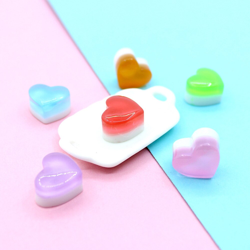 10 sztuk tęcza galaretka kocham serce wata cukrowa plastikowa symulacja cukierki plastikowe akcesoria DIY artystyczna zabawka biżuteria akcesoria