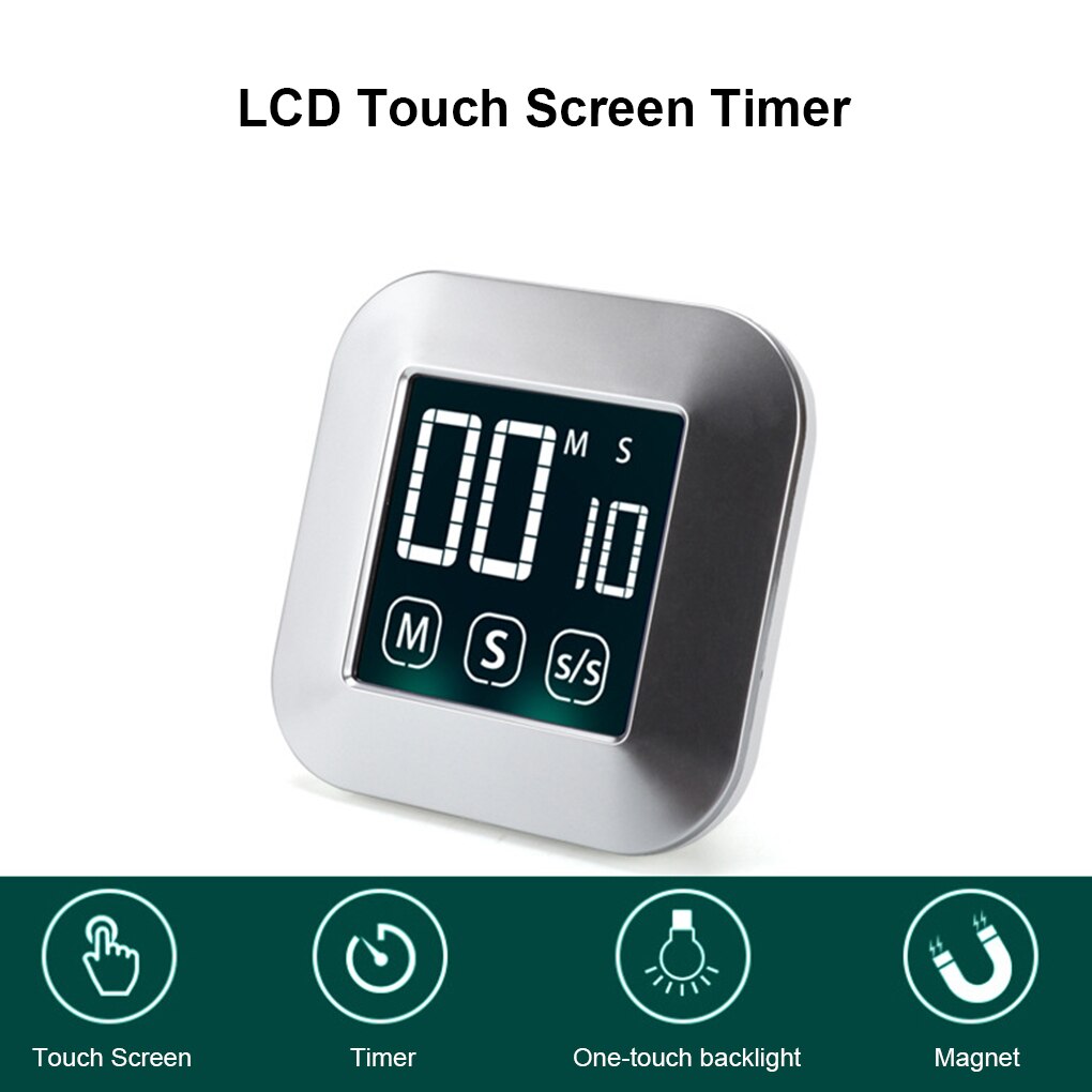 Cooking LCD Touch Screen Digital Timer Exercise Fitness Yoga Large Display Countdown Alarm 99 Minutes 59 Seconds Kitchen Gadget