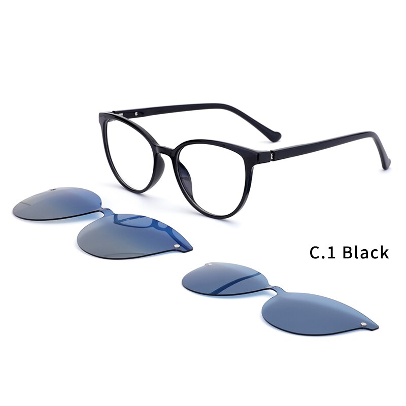 Ceofy Magnetische Gepolariseerde Clip Op Zonnebril Vrouwen Bril Kader Optische Bijziendheid Bril Recept Brillen 69940: 69940C1