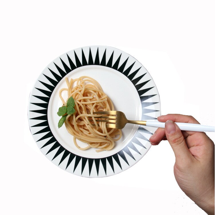 8 Inches Geometrische Steak Plaat Nordic Creatieve Eenvoudige Ronde Westerse Platen Ontbijt Taart Vruchten Schotel