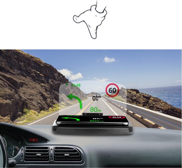 Car Windscreen Projector HUD Head Up Display Universal Mobile Phone Holder Multifunction 6.5 Inch For iPhone For Samsung GPS