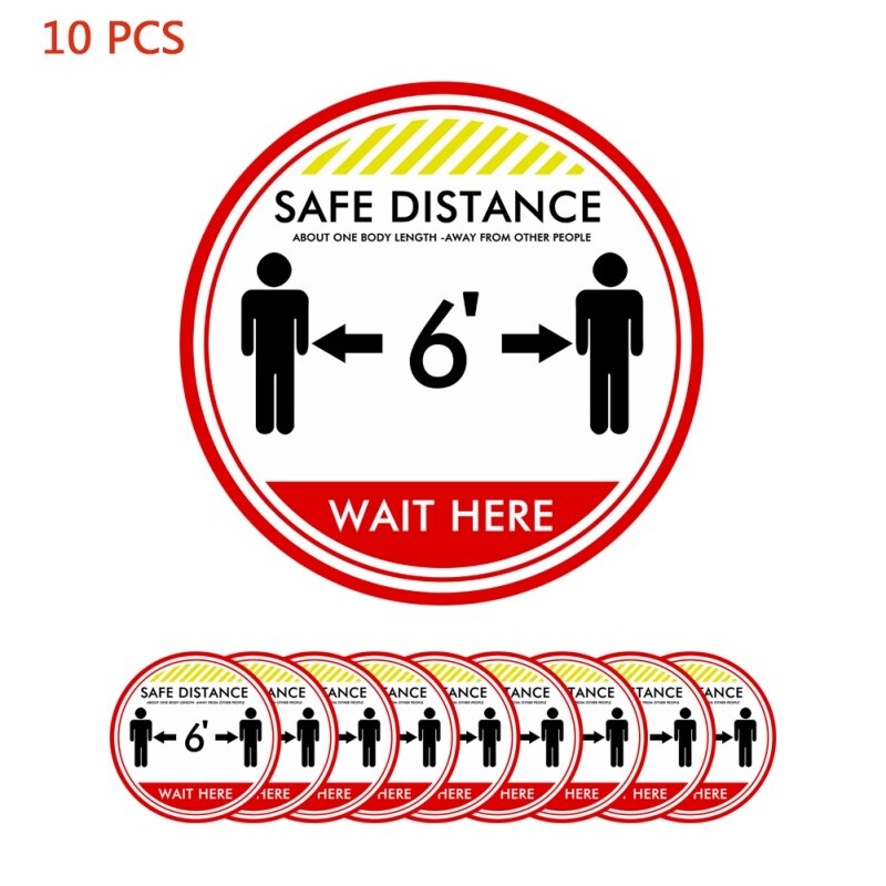 1/5/10pcs Public Area Social Distancing Floor Stickers Indoor Ground Sticker Safety Floor Sign Decal Sticker For Crowd Control