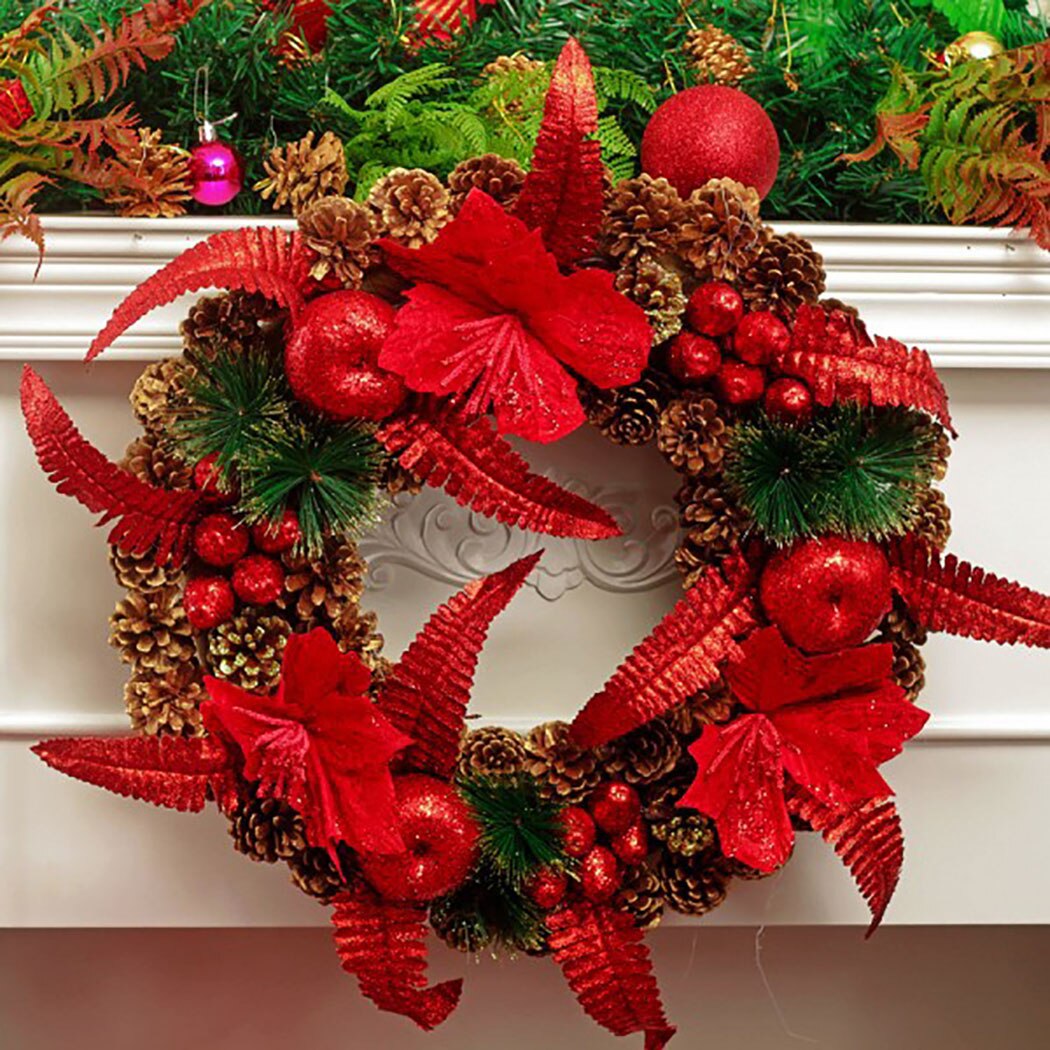 Guirnalda de Navidad, flor de piña Artificial, decoración de puerta de flores, guirnalda colgante de Navidad, guirnalda de puerta, guirnalda de pared