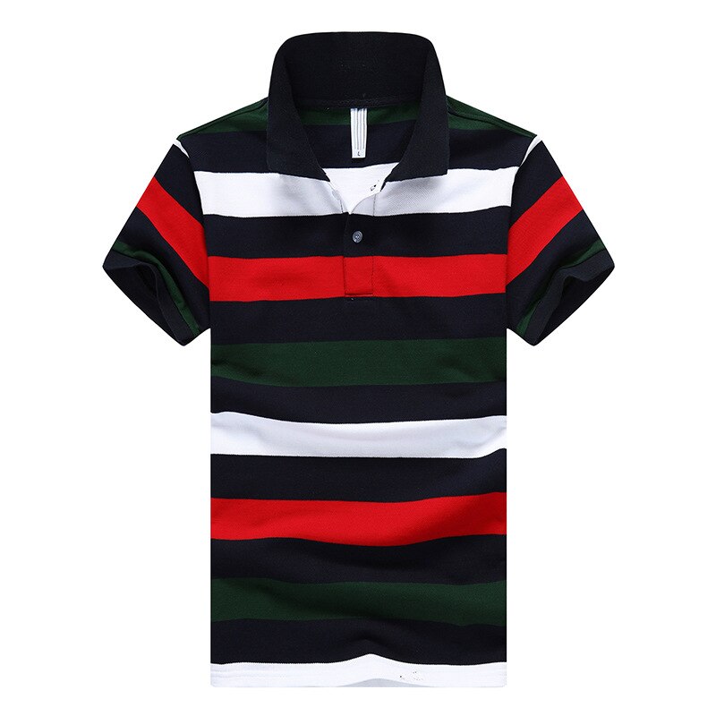Herre business polo bomuld afslappet kjole sommer mænd blå striber polo shirt slim fit krave kortærmede klassiske skjorter herre: Asiatisk størrelse 1 / 4xl