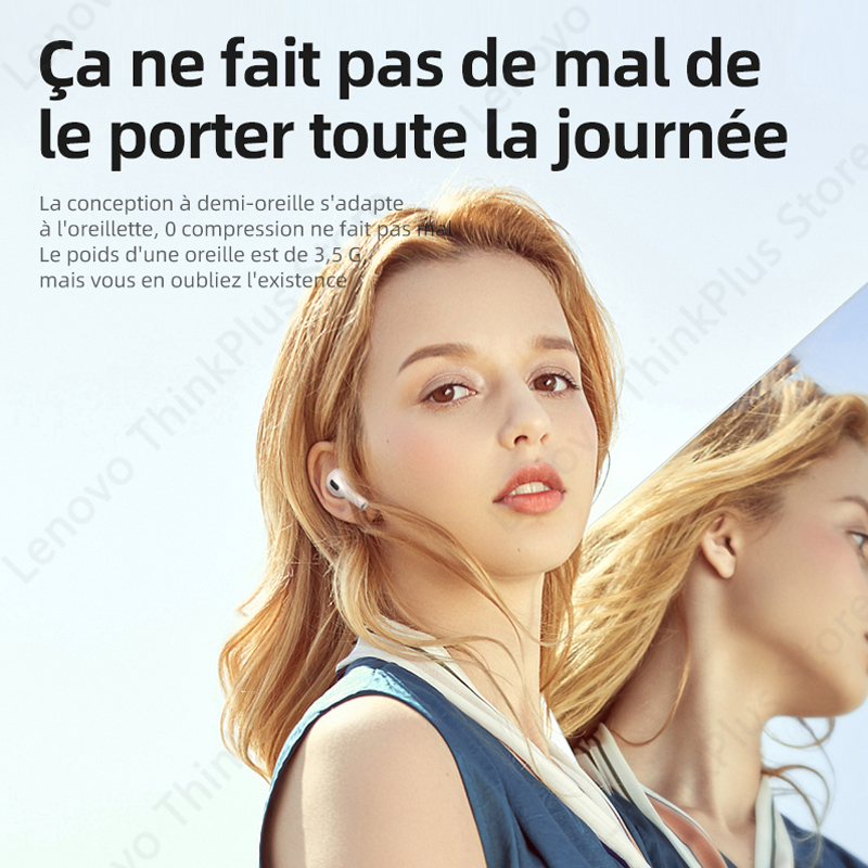 5pz Lenovo LP40 Auricolari Bluetooth Auricolare senza fili Doppia riduzione del rumore stereo basso tocco controllo pausa lungo 230mAh Xiaomi