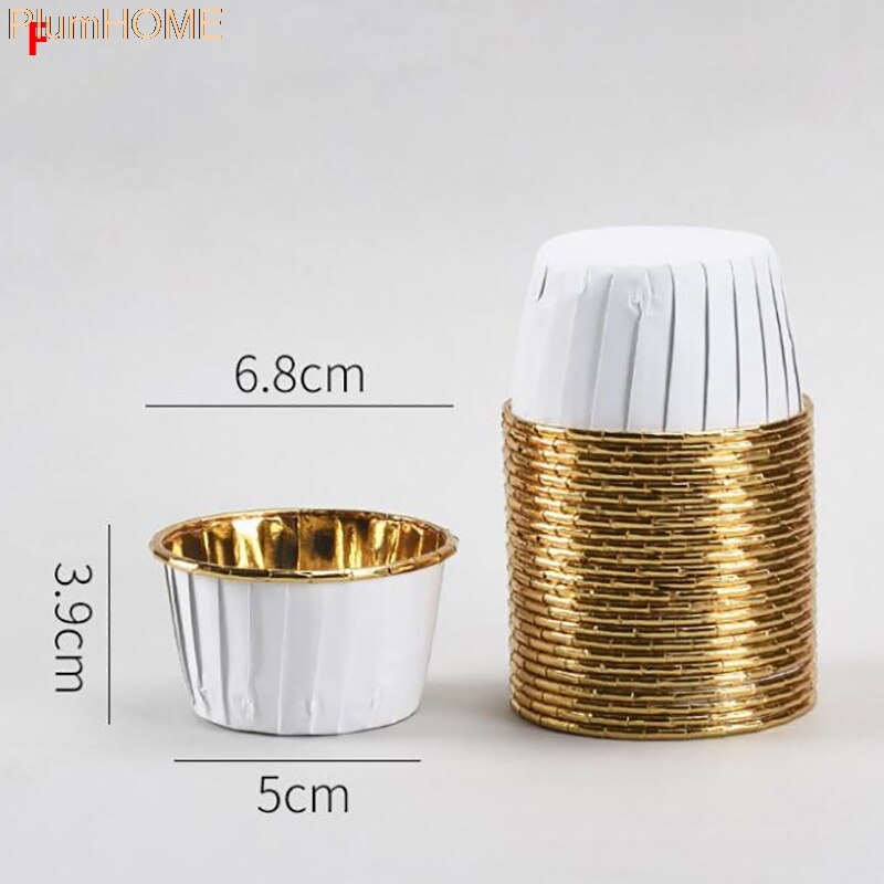 50Pcs Large 5039 Aluminum Foil Wrapper Paper Gold Cupcake Liner Baking Cup Muffin Cupcake: ZXHG1997-F