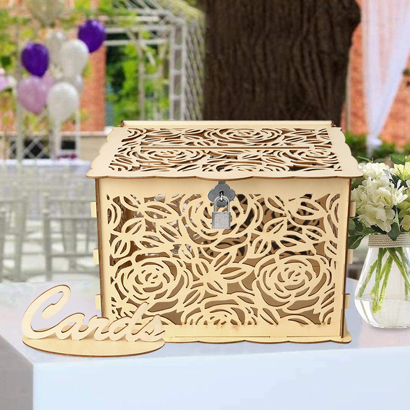 DIY Land Hochzeit Karte Kasten Holz Geld Große Kasten Mit Schloss Mariage Einladung Karte Kasten Hochzeit Dekoration Lieferungen
