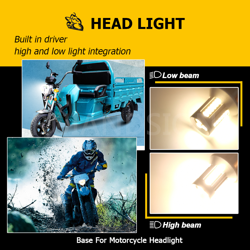 Faro LED para motocicleta BA21D BA20D P15D H6M BAX15D, bombillas blancas de haz alto y bajo, luz antiniebla de 12V y 24V para Moto, Scooter y triciclo