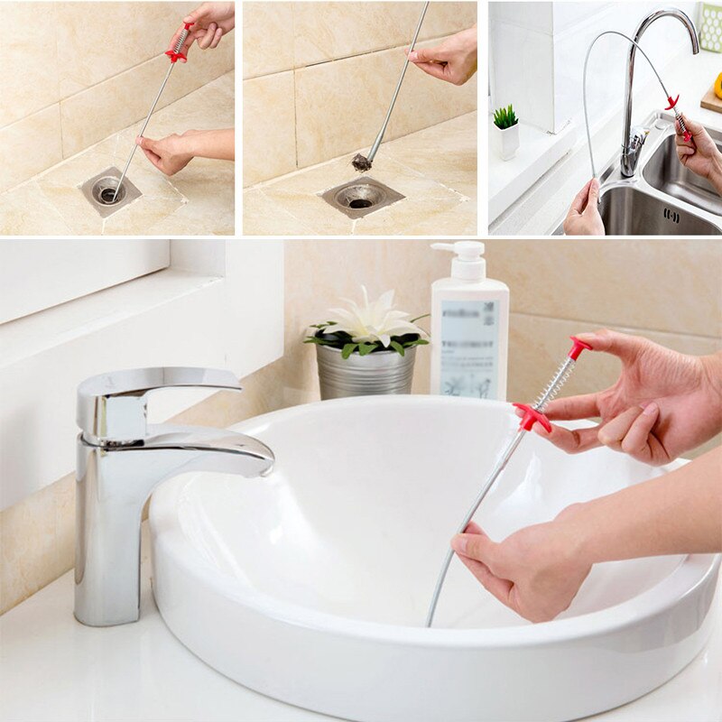 Bendable Spring Sewer Cleaning Brush Bathroom Kitchen Floor Drain Dredge Device Sink Tub Toilet Dredge Pipe Snake Brush