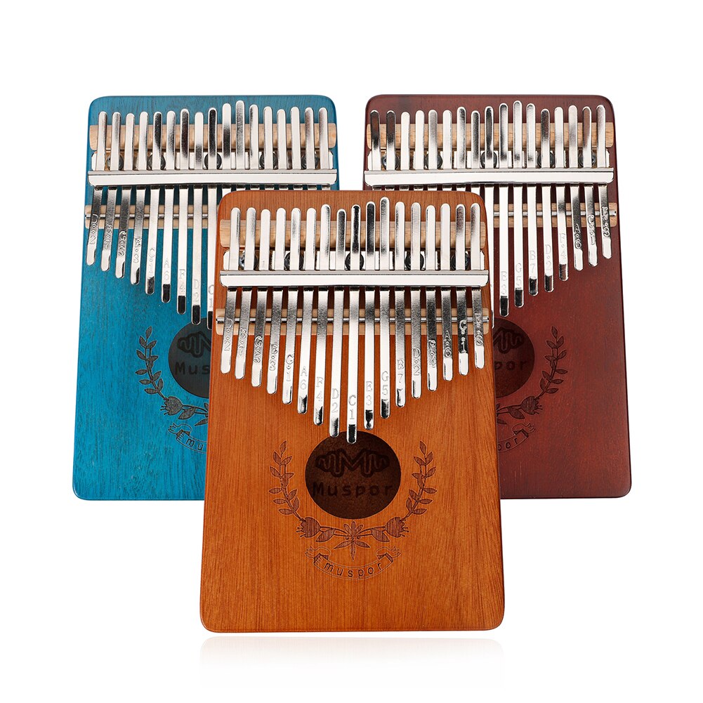 Mahogni krop musikinstrument tommelfinger klaver mbira akacie 17 nøgler hjort kalimba med tuning hammer mærkat