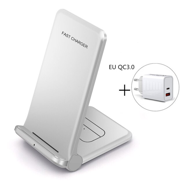 2 in 1 20W Qi Drahtlose Ladegerät Dock für Samsung S21 S20 S10 Dual Schnelle Ladestation Pad Für IPhone 12 11 XS XR X 8 Airpods Profi: weiß mit EU stecker