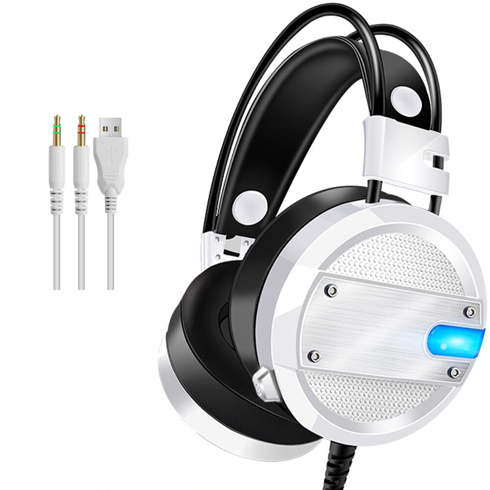 4D Stereo Stereo High-end LED Pro Gaming Headset for Nintendo Switch PS4 Xbox One & PC HD Mic Gaming Headset Wired Headphones: White A10