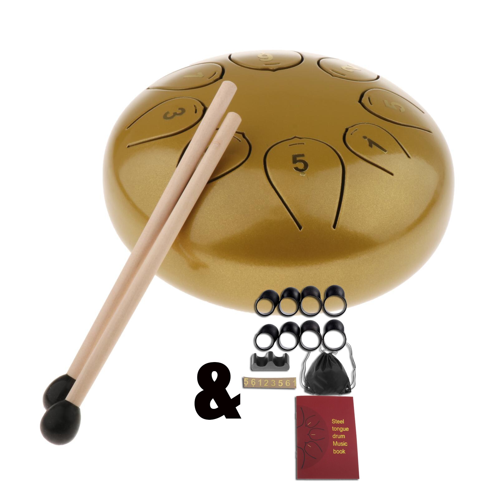 6" Steel Tongue Drum Handpan Hand Pan Drum w/ Bag Mallets Mind