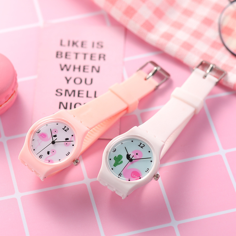Reloj de flamenco para niños y niñas, cronógrafo de cuarzo, con correa de silicona, juguete Infantil, ,