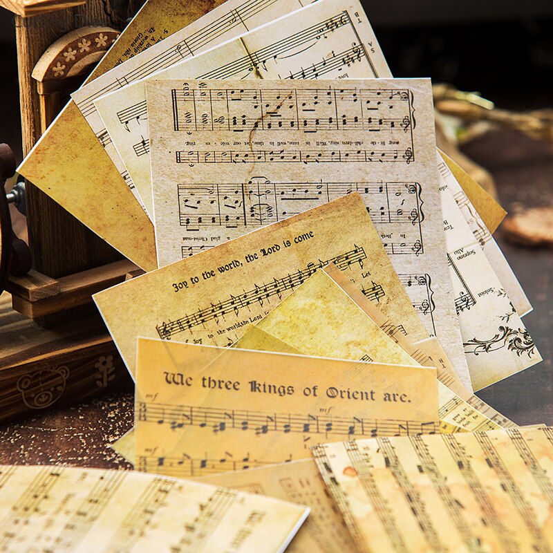 Páginas de libros de música antiguo, papel de terciopelo de fondo, diario, planificador, Scrapbooking, manualidades de papel decorativas Vintage Diy, 16 unids/lote