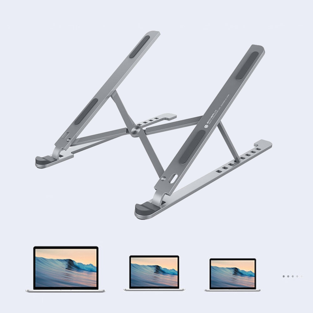 Draagbare Verstelbare Aluminium Desktop Laptop Stand Folding Notebook Ondersteuning Lifting Cooling Stand Met Non-Slip Pad