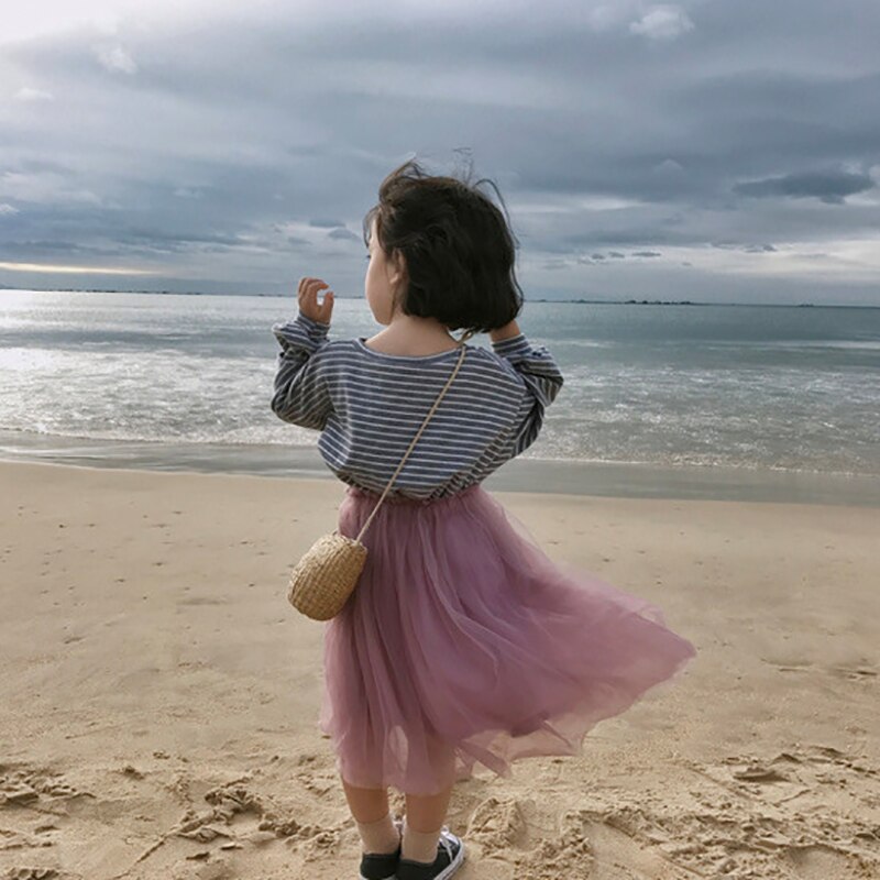 Bebis kläder höst rosa mesh tutu kjol barn prinsessor tjejer tyll kjol pettiskirt födelsedagsfest kawaii kjolar 1-8y