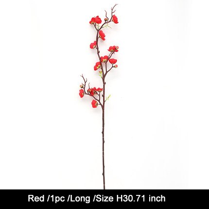 1 Uds ramas de ciruelo rojo flores artificiales para decoración de boda al aire libre flor decoración de invierno planta de jardín casero: Long red