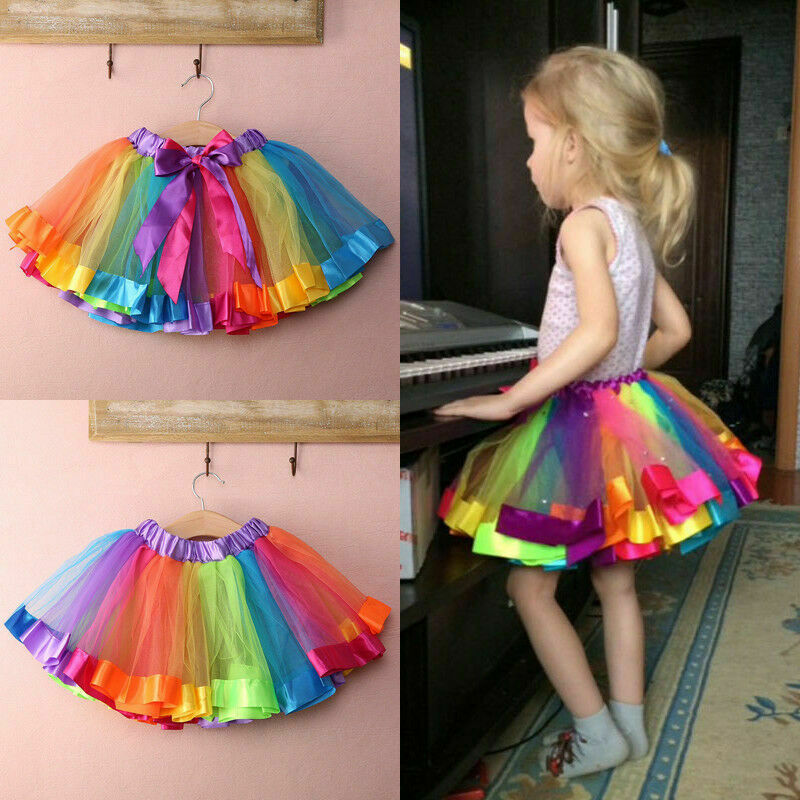 Crianças do bebê crianças artesanal menina arco-íris colorido tutu saia tule infantil mini saias verão algodão meninas roupas 2020