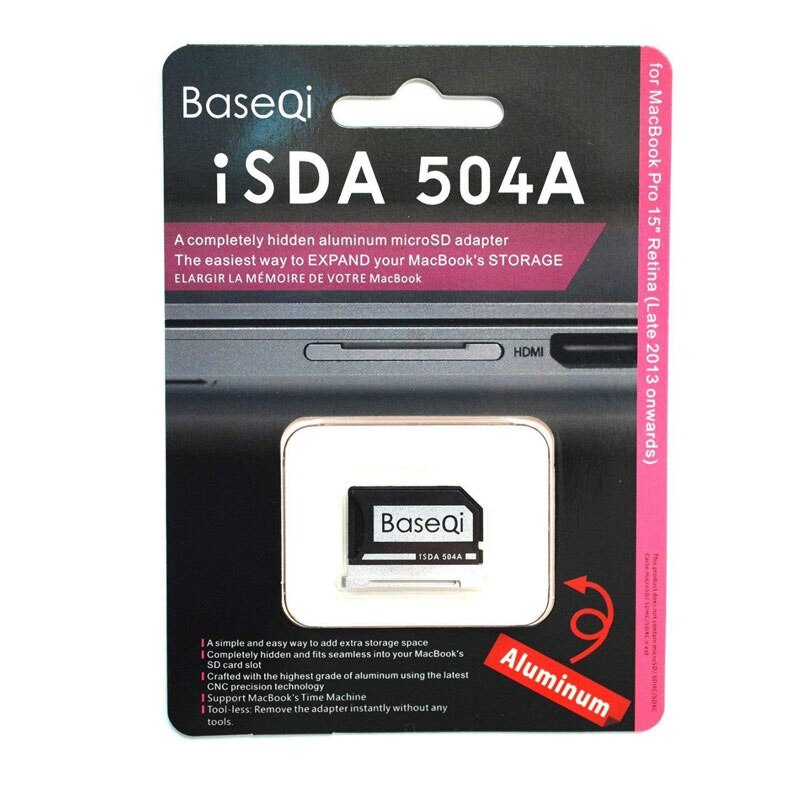 Baseqi Metal Card Reader microSD Adapter For MacBook Pro 15&quot; Retina (Late onwards) 504A TF Memory Card Reader