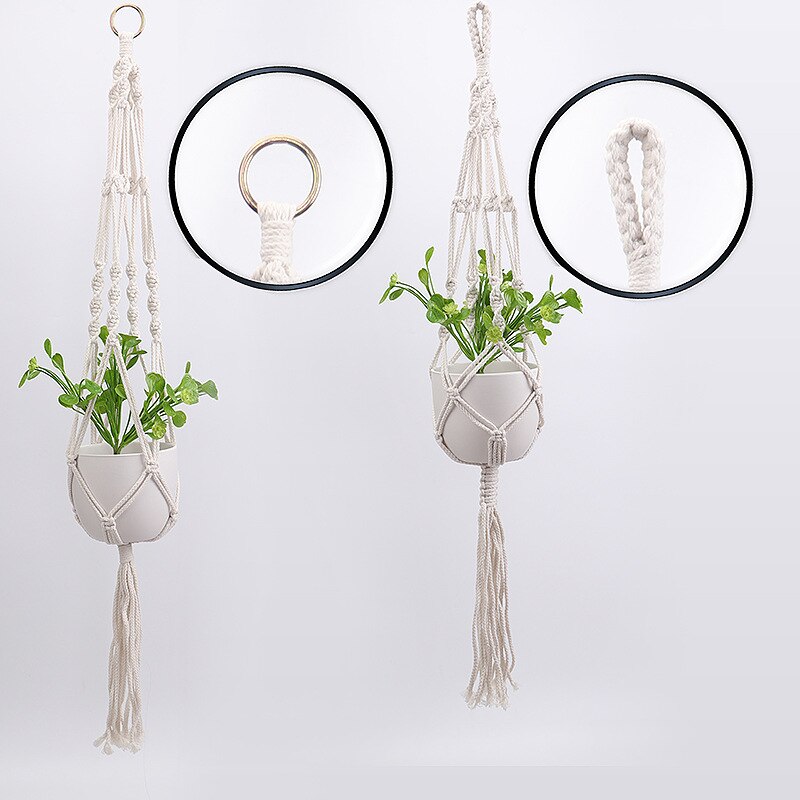 100% Handmade Macrame Plant Hanger Flower /Pot Hanger For Wall Decoration Countyard Garden Hand-knitted Hanging Home Decoration