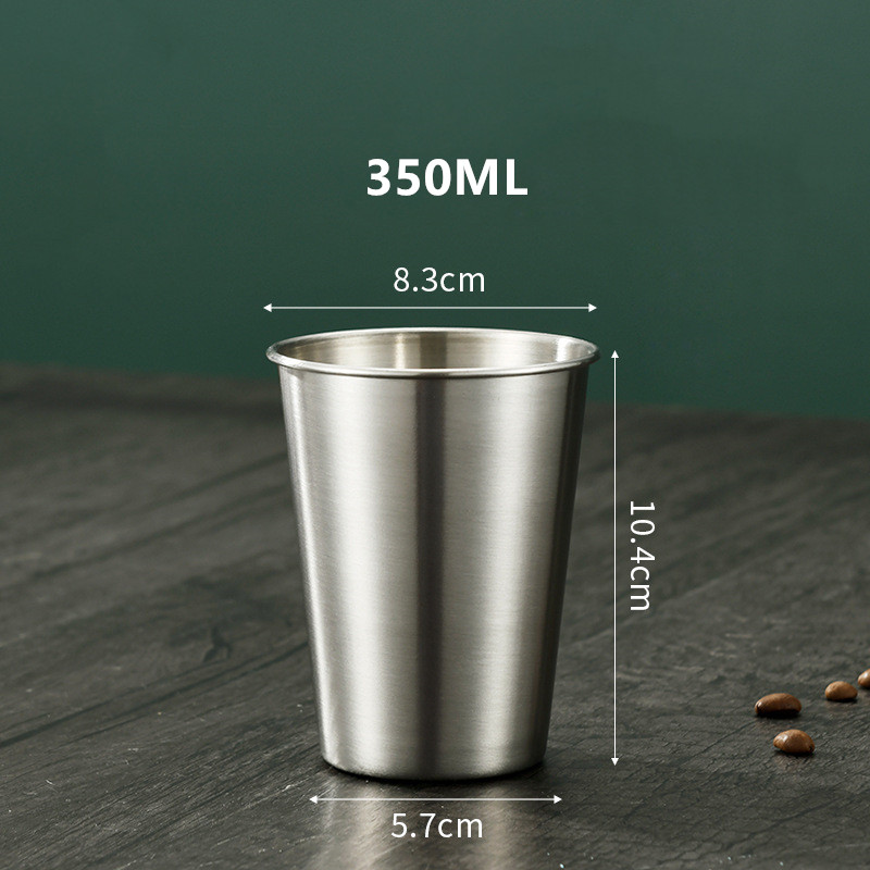 Gold Unbreakable Metal Drinking Beer Coffee Tea Cup Insulation Anti-Scalding Stainless Steel Water Mug Cups: Silver 350ML
