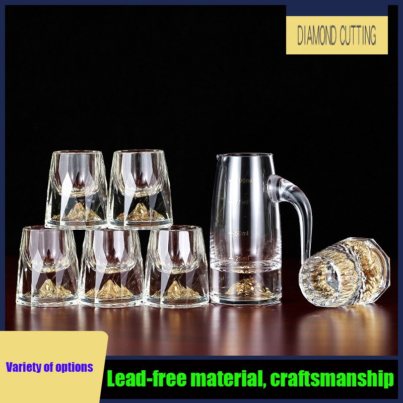 Diamond Face Jinshan Liquor Cup Crystal Glass Dispenser Household Small Sip Cup Liquor Cup Liquor Cup Bar