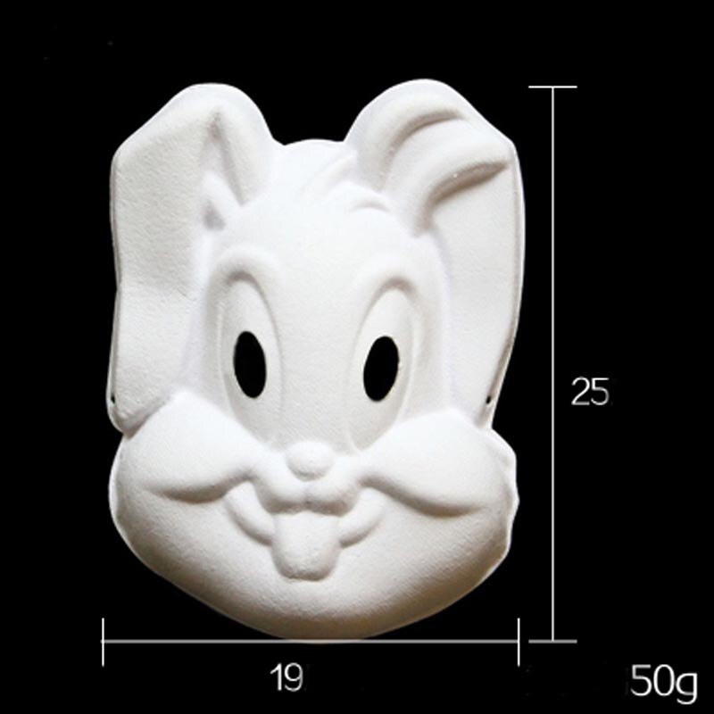 SZ DAMPF Halloween DIY Gesicht Maske Farbe Zeichnung Spielzeug Weiß Peking-oper Für Kinder Kinder weiß embryo hand gemalt papier SZ3106: rabbit