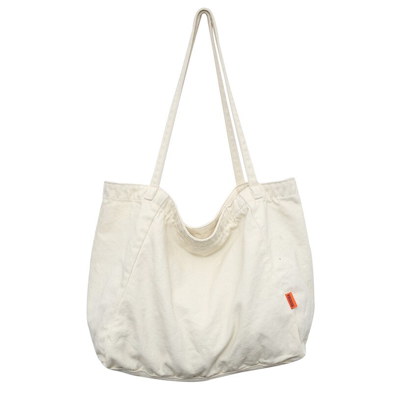 Borsa a tracolla da donna di alta qualità borse da donna in tela tinta unita per donna borsa Shopping Tote Casual moda femminile: WHITE