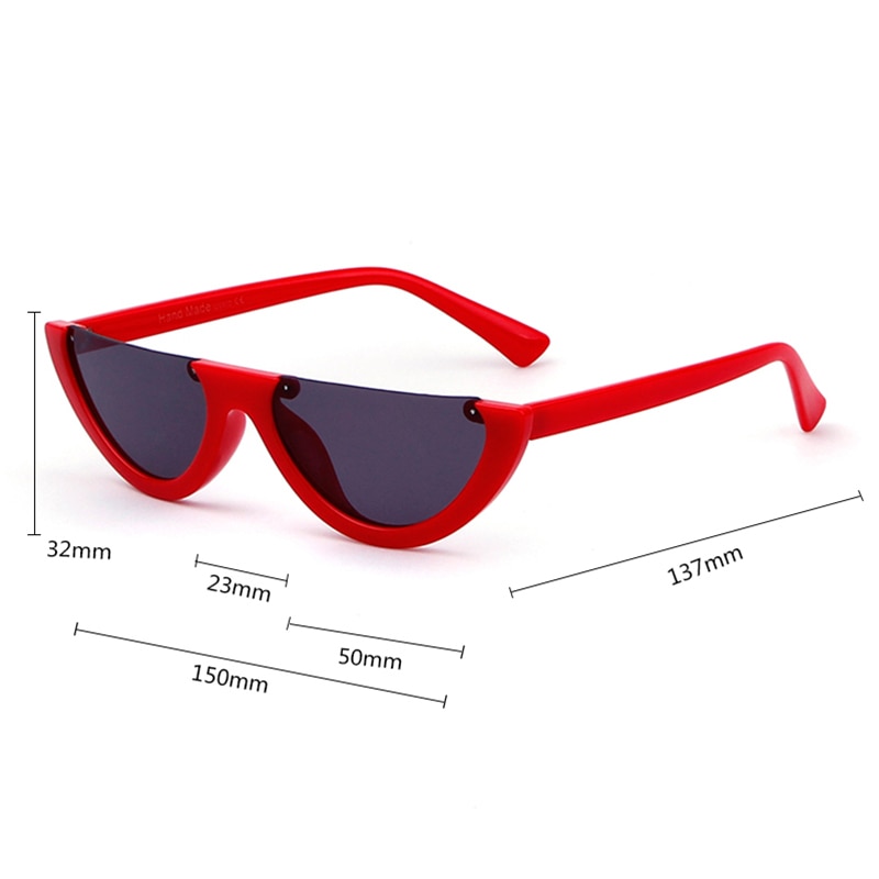 Half Moon Slim Sunnies Sunglasses Women Brand Retro Vintage Pink Lens Cat Eye Frame Sun Glasses Girls Shades 463B