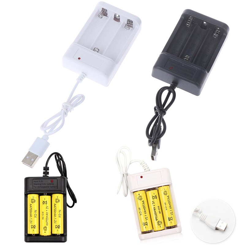 USB Plug Charger DC5V 1A 1.2V 3 Slot AA/AAA Rechargeable Battery Charger Adapter