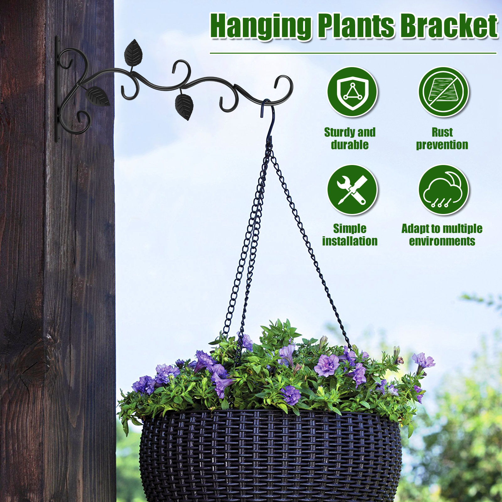 Crochet mural pour support de pot de fleur, support d'art en fer vintage européen, décoration de jardin, panier mural, 2 pièces, 4 pièces, 10 pièces
