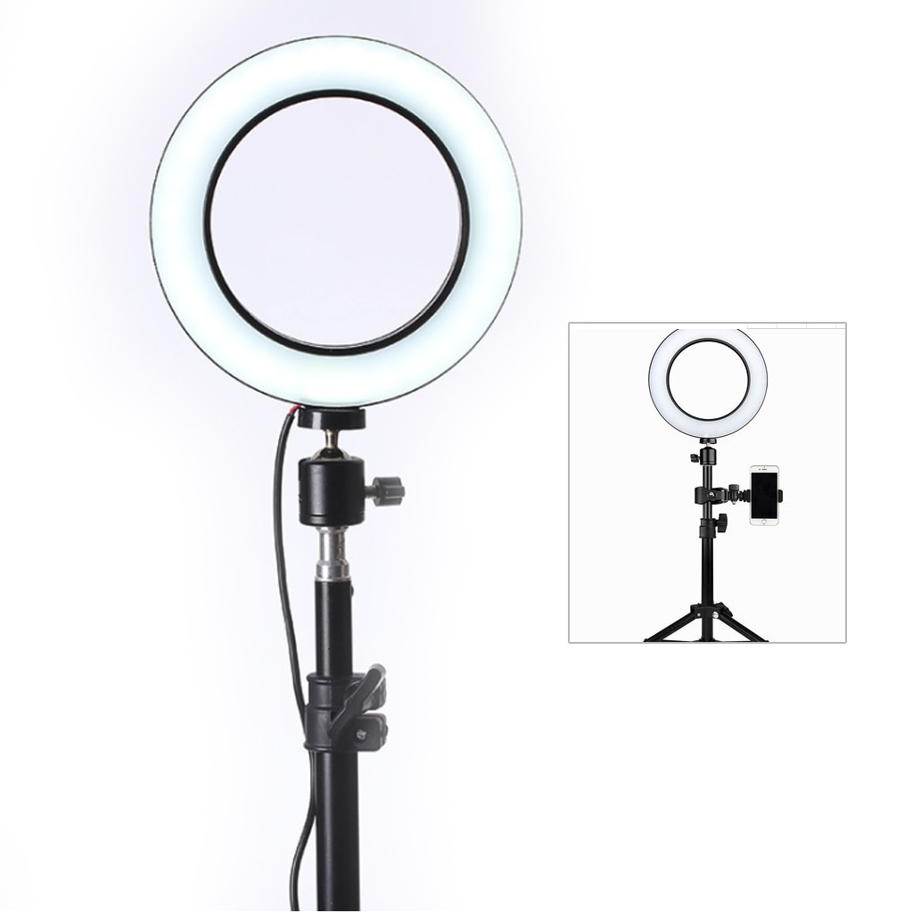 16/26cm Photography LED Selfie Ring Light three-speed Stepless Lighting Dimmable With Cradle Head For Makeup Video Live Studio