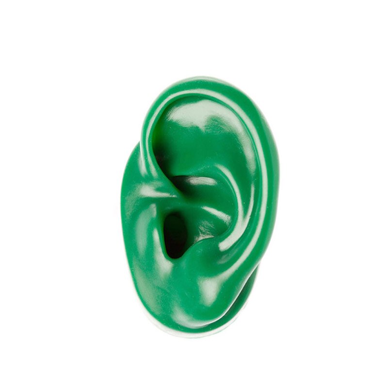 Silicone Ear Model Human Artificial Ear Display for Hearing Aids IEM Earphones Display and Lecturing: Green Left side