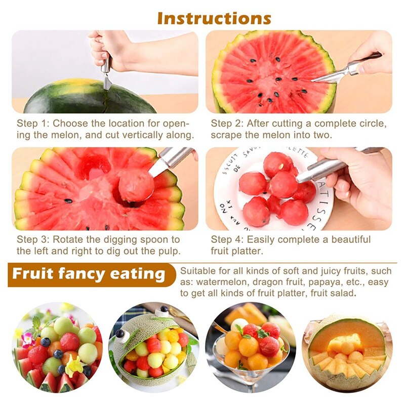 5 Pcs Drawing Decorating Pencil Spoon Ball Cutter,Chocolate Spoon Fruit Tool,for DIY Fruit Dessert Cake Coffee Decor