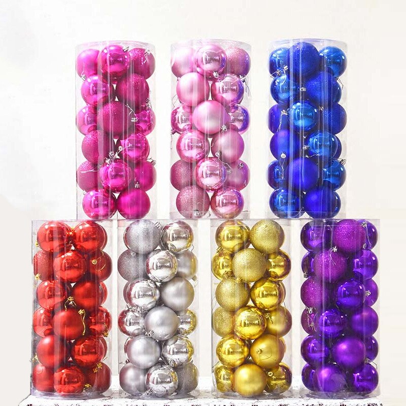 24 Stks/set Kerstboom Decor Ballen Glitter Snuisterij Opknoping Bal Party Festival Thuis Ornament Decor Voor Thuis Party Decor