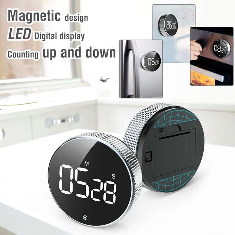 Kitchen Timer Magnetic Countdown LED Digital Timer，Time Management Tool for Classroom Home Work Fitness