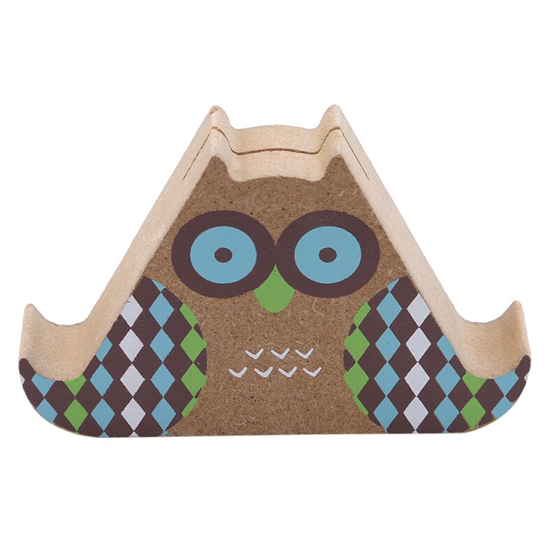 Stylish Mobile Phone Holder Owl Couple Retro Wooden Phone Holder: Blue-Green Diamond
